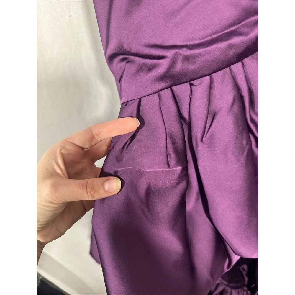 NWD Mac Duggal‎ [  6 ] 20702 High Low Gown with Statement Bow Aubergine S1888 - Picture 12 of 16